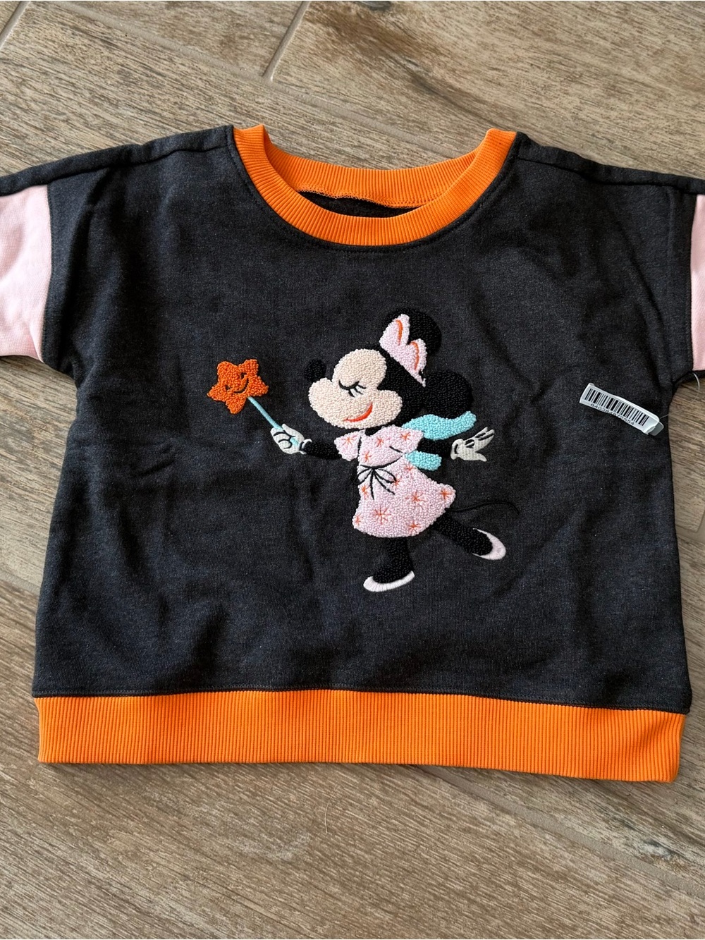 Kids Minnie Mouse Black & Orange Pullover Sweatshirt